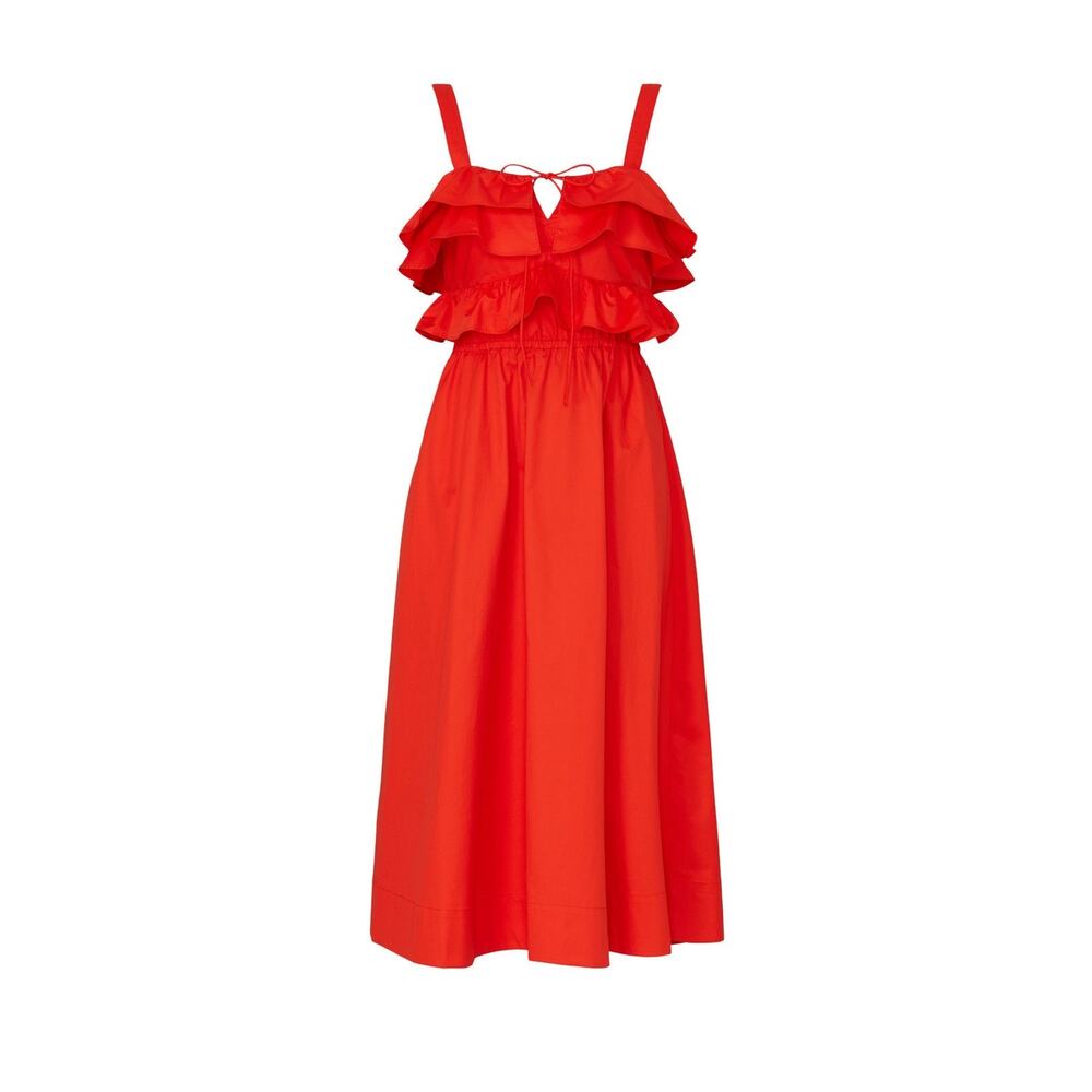 Jason Wu Solid Red Ruffled A-Line Sleeveless Squa… - image 5